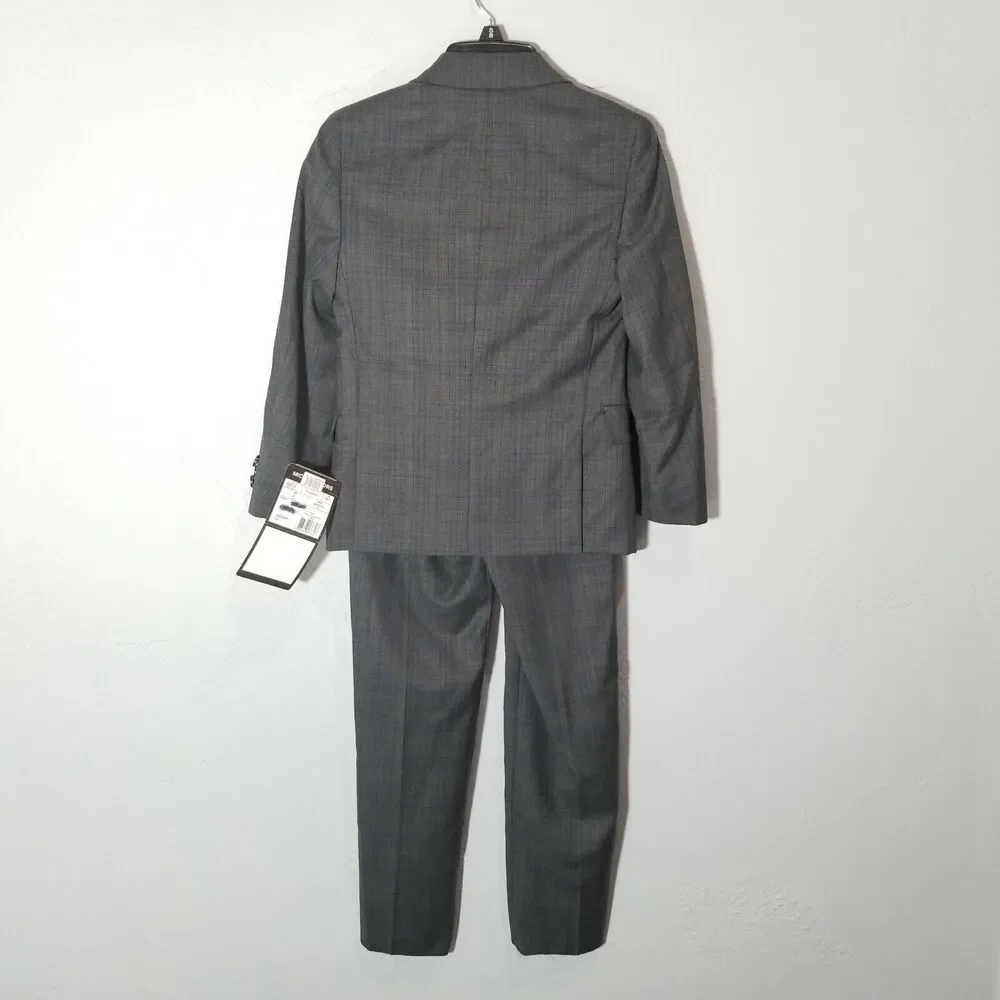 Michael Kors Boys 2-Piece Suit Size 8 Gray Blue Unhemmed Pants Formal NWT $225